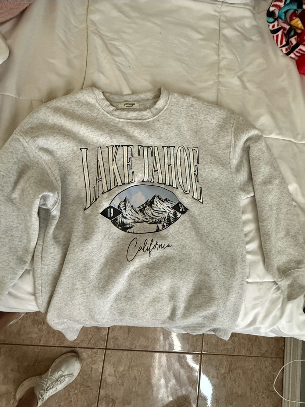 refuge Light Grey Lake Tahoe Crewneck Sweatshirt